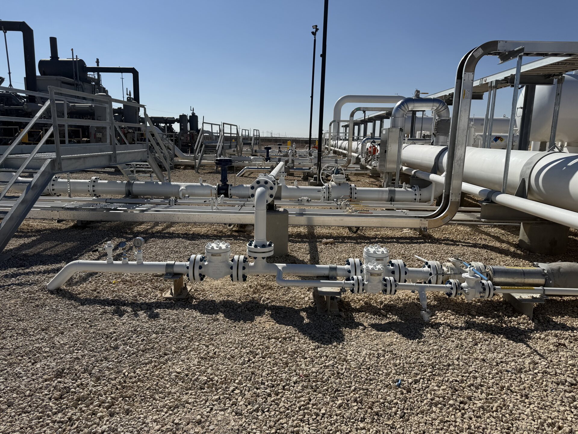 Completed industrial facility piping and equipment